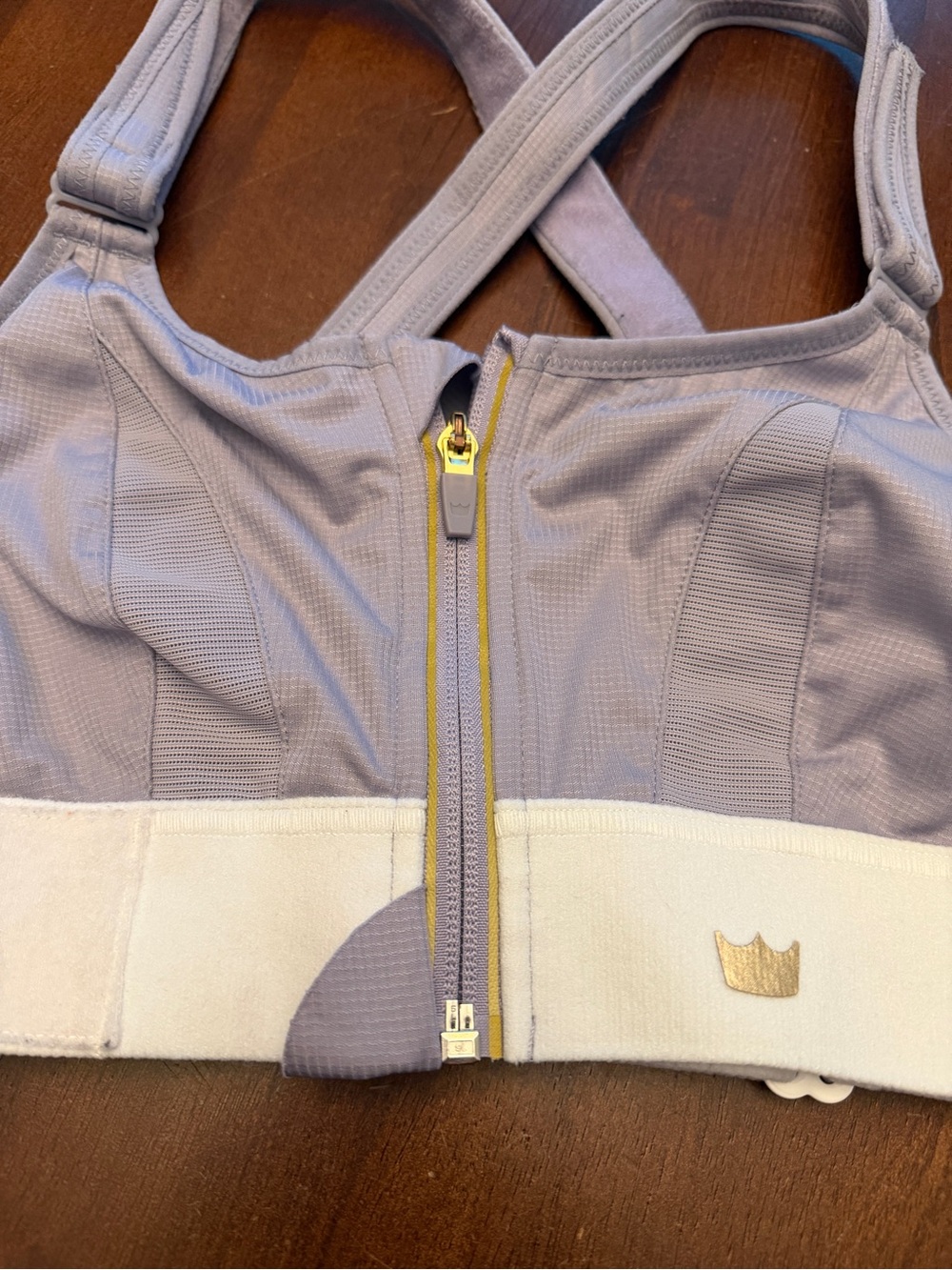 SHEFIT Lavender Front-Zip Sports Bra with Cream Band - Picture 4 of 10